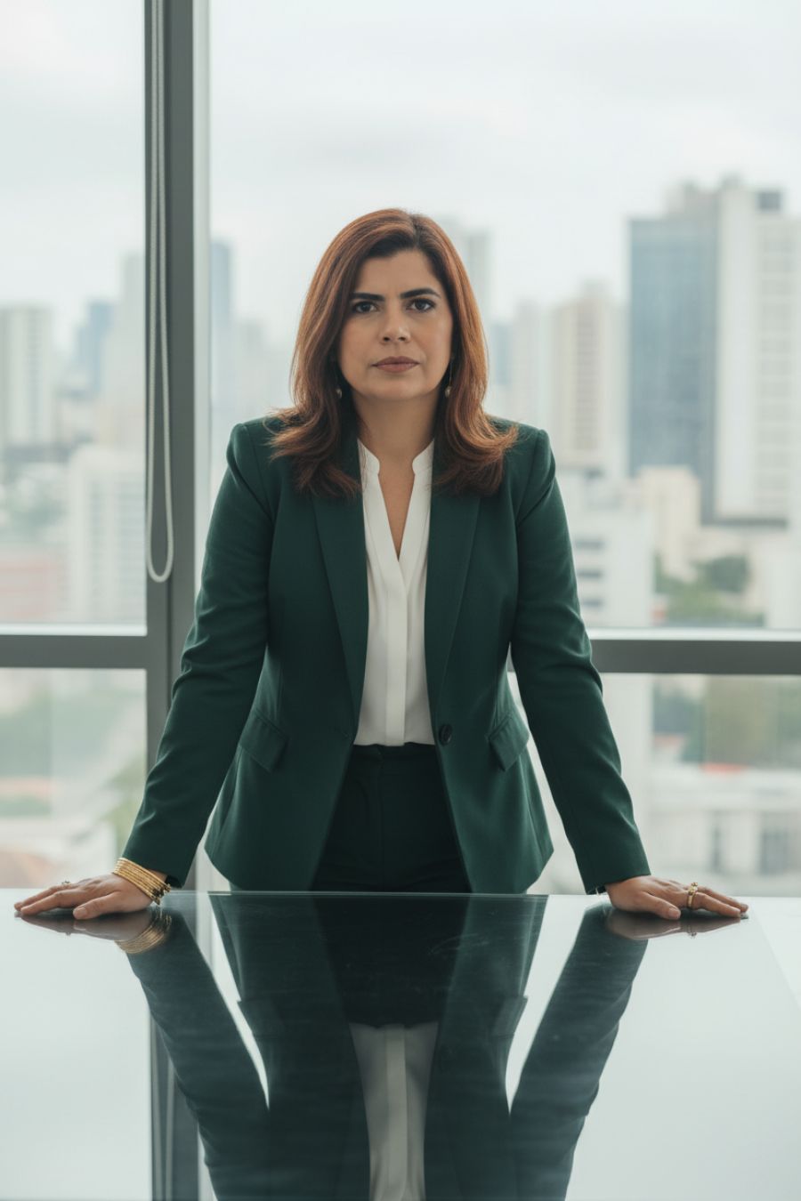 Dra. Edineide Rampe em reunião no escritório, no Ed. Maximum Corporate, em Volta Redonda